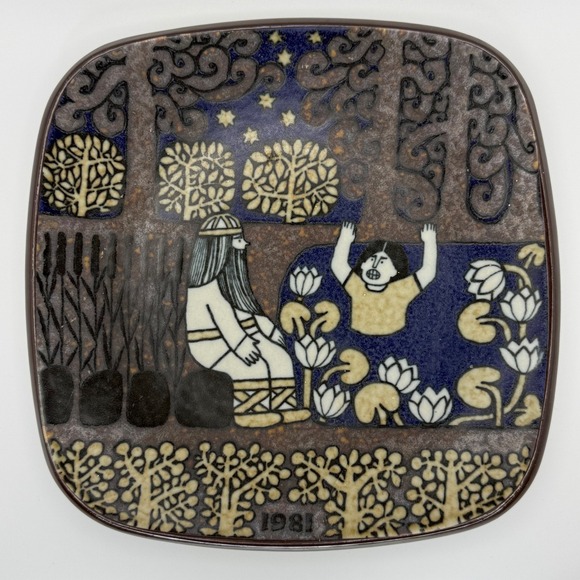Arabia Finland Other - Arabia Finland 1981 Kalevala Annual Plate Raija Uosikkinen Joukahainen 8" Square